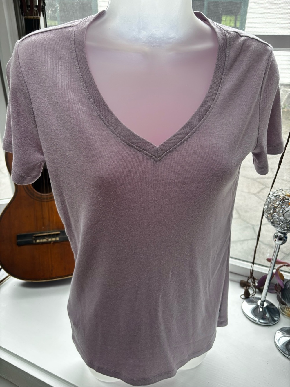 Eddie Bauer V-Neck Short Sleeve Tee - Mauve